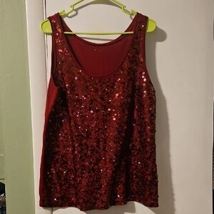 Garnet Hill Red Sequin Tank Top
